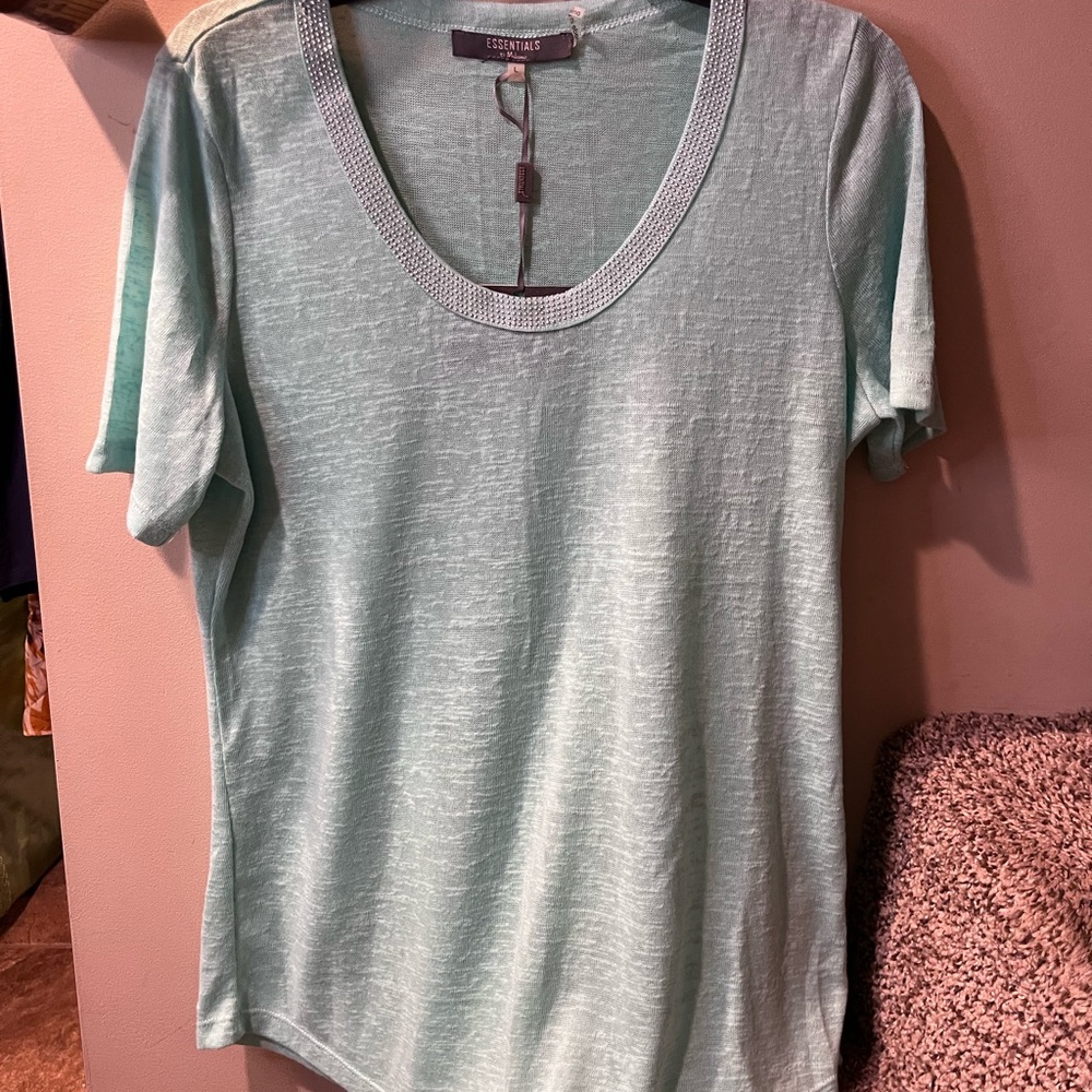 Essentials by Milano Fitted Green Short Sleeve T-Shirt